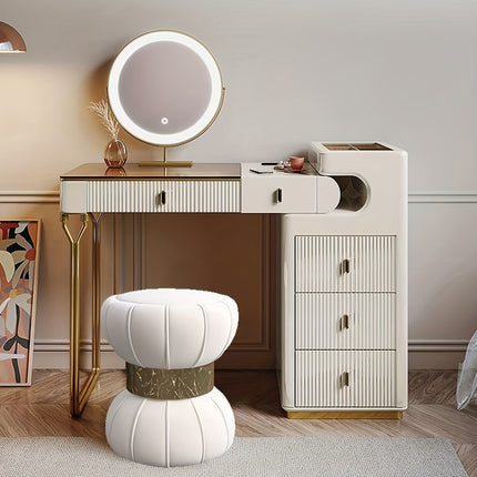 UNICORN Vanity Stool Comfortable for Bedroom, Living Room, Beige Gray Pink