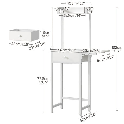 UNICORN Small Mirrorless Vanity Table White