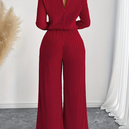 UNICORN Womens Elegant Long Sleeve Wide Leg Body Suit with Clavicle Collar s m l xl