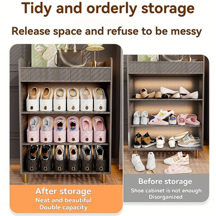 UNICORN 20pcs Adjustable Plastic Shoe Racks, Space-Saving White Black