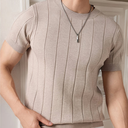 UNICORN Men Slim Fit Striped Textured Knit Crew Neck T-Shirt s m l xl