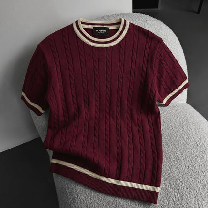 Regular Fit Braid Knit T-shirt - Plum