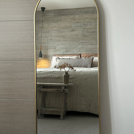 Grote Staande Spiegel Ovaal 180x70 Goud