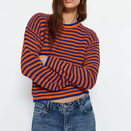 UNICORN Women's sweater striped purple orange black s m l