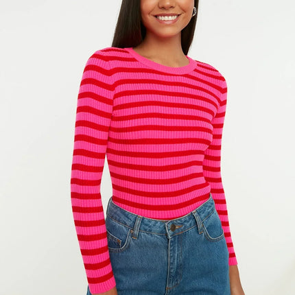 UNICORN Women's sweater striped purple beige pink green orange black white blue dark blue red s m l