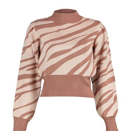 UNICORN Women's sweater zebra print green black brown dark pink orange s m l