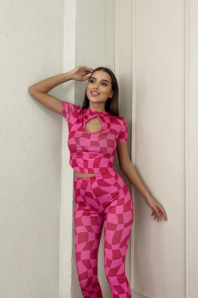 UNICORN Women's clothing set square patterns pink s m