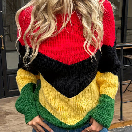 UNICORN Color-Block over-the-shoulder Sweater Round Neck Winter Sweaters s m l xl xxl