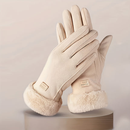 UNICORN Women's Glove Cover, Winter Warm Outdoor Gloves Black beige