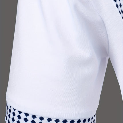 UNICORN Fashion POLO Shirt Short Sleeve Color Block Print Zipper Detail s m l xl