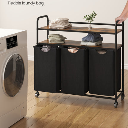 UNICORN Laundry Basket 3 Compartments, 3 X 46L Black