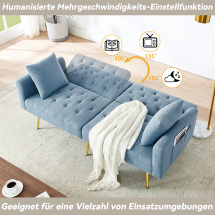 UNICORN Modern Teddy Boucle Two-Seater Sofa, 3-Stage Adjustable Backrest Blue