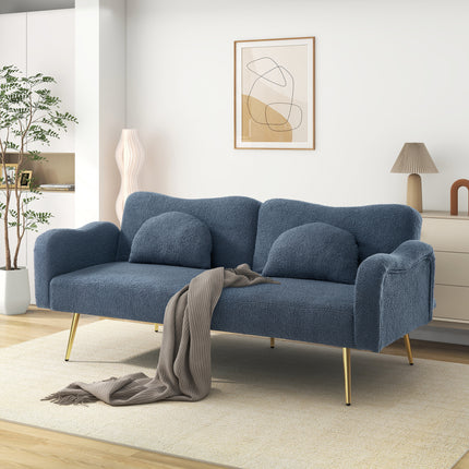 UNICORN Sleep Function Two-Seater Sofa Bed Modern Two-Seater Sofa with Adjustable Backrest + Gold-Plated Metal Feet Integrated Bed Function Multifunctional 2-in-1 Furniture Piece.