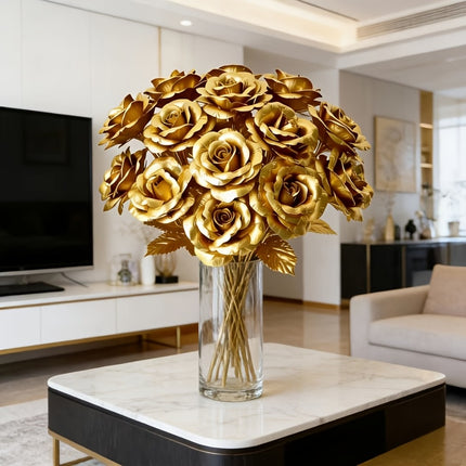UNICORN 14pcs Artificial Golden Roses Valentine'S Day Gifts