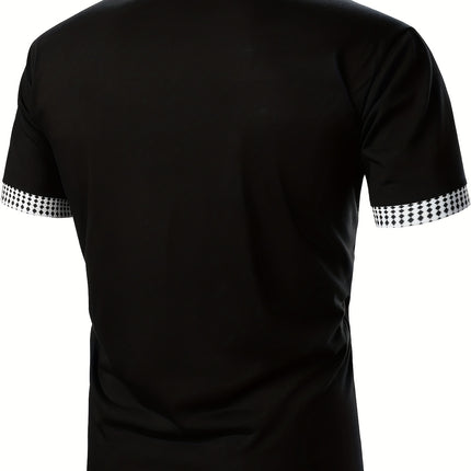 UNICORN Fashion POLO Shirt Short Sleeve Color Block Print Zipper Detail s m l xl