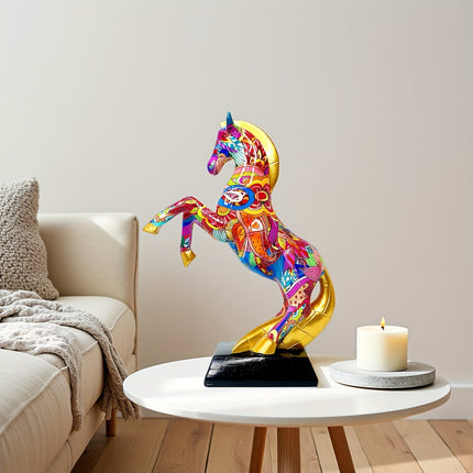 UNICORN Collectible Figurines Elegant Dynamic Jumping Horse Statue multicolored