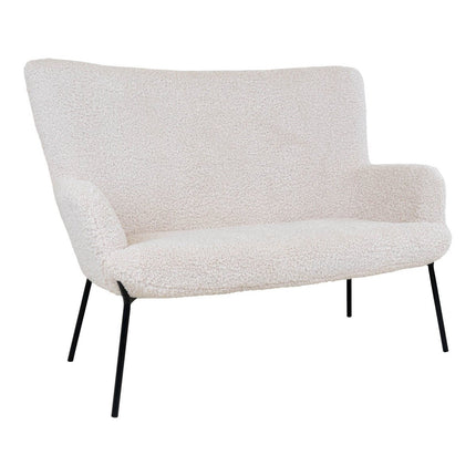 UNICORN Two-seater sofa in white faux lambskin with black legs, 73x128x97 cm