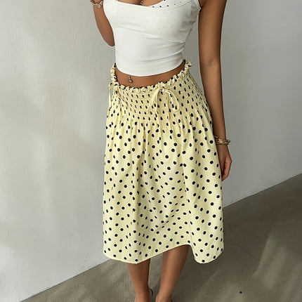 UNICORN Women's French-Style Vintage Smocked Waist Ruffle Hem Midi Skirt xs s m l xl