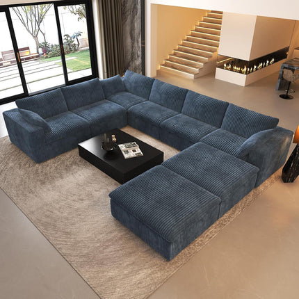 UNICORN Oversized Modern Sofa with 2 Ottomans and 2 Middle Seats