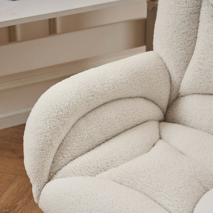 UNICORN Teddy Fabric Height Adjustable Swivel Chair for Home Office Indoors White