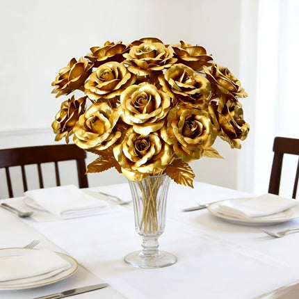 UNICORN 14pcs Artificial Golden Roses Valentine'S Day Gifts