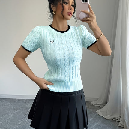 UNICORN Cat Ear Design Womens Short Sleeve Top Elegant Two-Tone Edges s m l xl