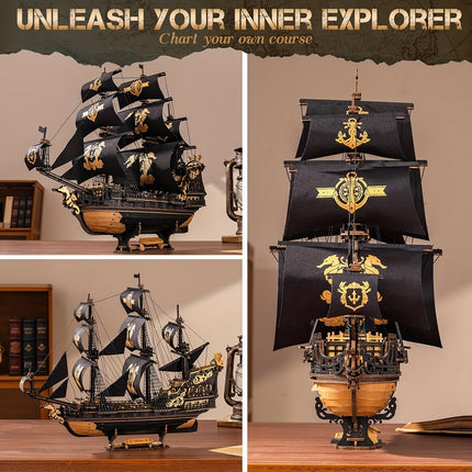 UNICORN The Seahorse Barque 3D Wooden Puzzle Ship Model Kits Craft Kits for Home