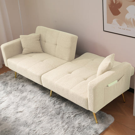 UNICORN Modern minimalist sofa bed size: 175*64*72 cm angle adjustable gold bed legs sofa with cushions side storage pockets