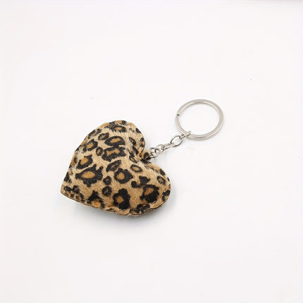 UNICORN Leopard Print Heart Keychain Leather Car Accessory & Bag Charm