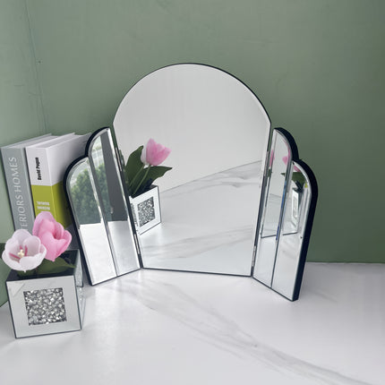 UNICORN Crown Shaped Hollywood Trifold Vanity Mirror 3 Way Adjustable Sliver Glass