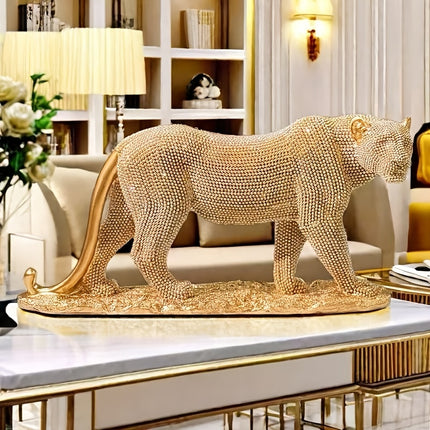 UNICORN Glam Style Resin Leopard Statue Decor for Living Room golden black silvery