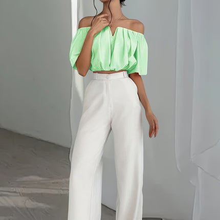 UNICORN Off-the-Shoulder Solid Color Short Blouse  Daily Wear, Parties, All-Season xs s m l