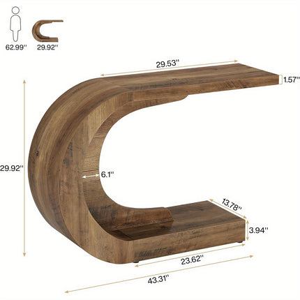 UNICORN 109.98cm Mid-Century Modern C-Shaped Console Table