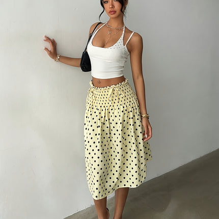 UNICORN Women's French-Style Vintage Smocked Waist Ruffle Hem Midi Skirt xs s m l xl