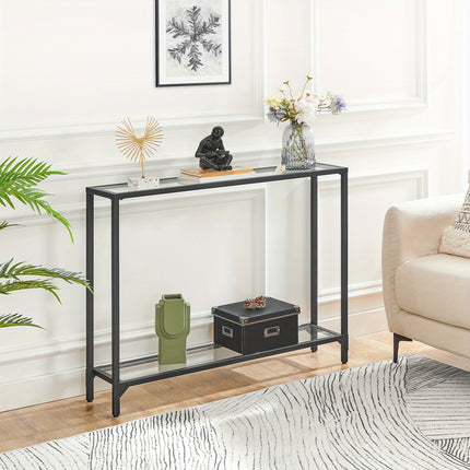 UNICORN Console Table With Shelves, 100 Cm Side Table Golden Black