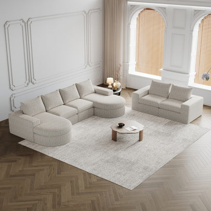 UNICORN 2 Curved Elements Chaise Design Sofa Beige Gray Black 322.5×271×81.2 cm