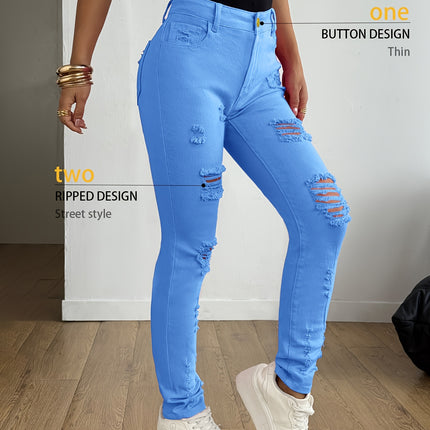 UNICORN Women Elegant Casual Versatile Slim-Fit Candy-Colored Pencil Jeans s m l xl xxl