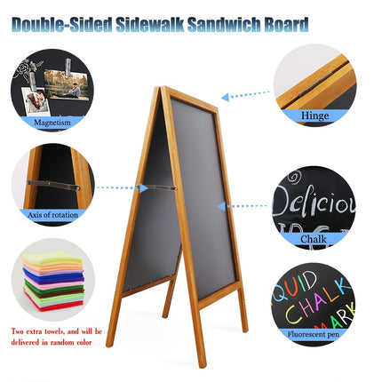 UNICORN Foldable Double Sided Magnet Chalkboard Solid Wood Frame Gray White Brown