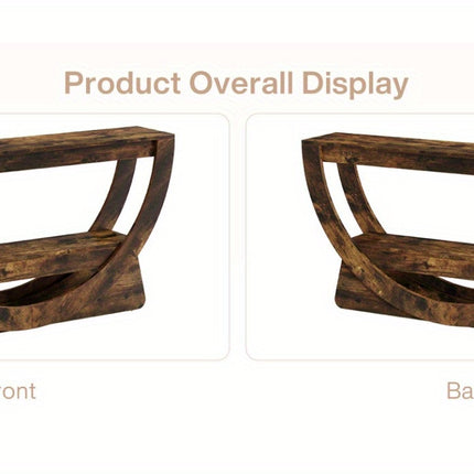 UNICORN 63-Inch Console Table, Farmhouse-Style Two-Tier Entry Table Dark Brown