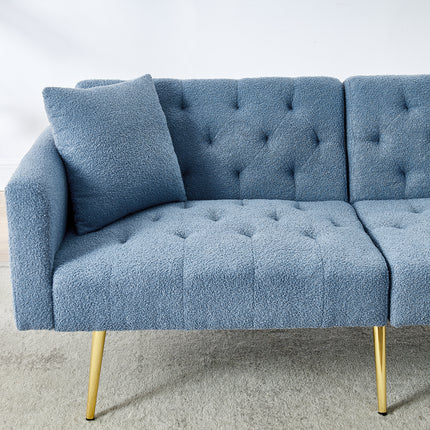 UNICORN Modern Teddy Boucle Two-Seater Sofa, 3-Stage Adjustable Backrest Blue