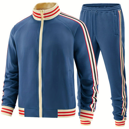 UNICORN Autumn Webbing Stripe Set, Stand Collar Zippered Sweatshirt s m l xl xxl xxxl