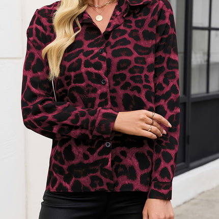 UNICORN Casual Long-Sleeve Shirt with Leopard Print Polo Collar And Buttons s m l xl xxl