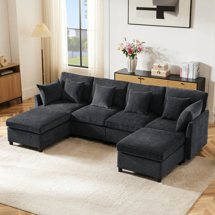 UNICORN Sofa Contemporary Chenille Fabric Sofa for Use in Homes Beige Gray