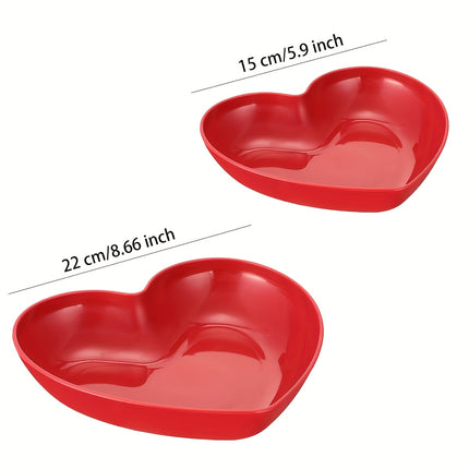 UNICORN 5pcs and 3 pcs Party Red Romantic Heart Plates, Mini Plastic