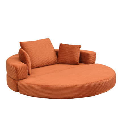 UNICORN Multifunctional Freestanding Foldable Sofa Bed Boneless Couch Oval Bed with Cushions, Modular Sofa Cord Fabric Cover (173 x 176 cm) Suitable for Apartments Living Room Bedroom