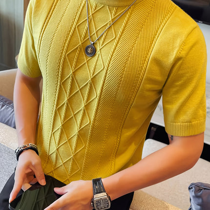 UNICORN Men's New Solid Color Rhombus Fashion Semi-High Neck Knit Sweater s m l xl