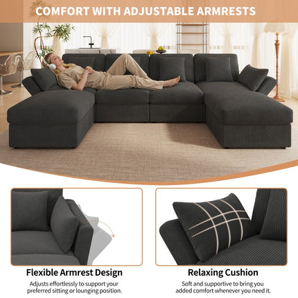 UNICORN U-shaped Corner Sofa Modular Living Room Combination Six-seater Sofa gray