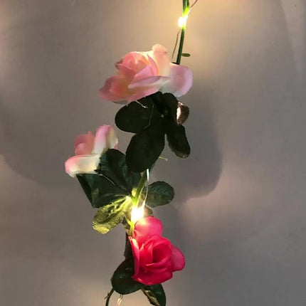 UNICORN Lighted Artificial Pink Rose Vine Decoration