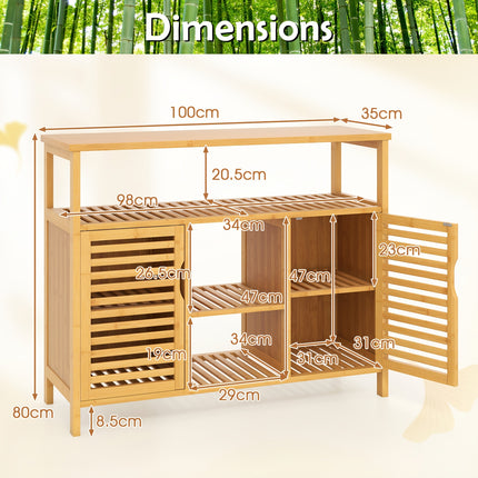 UNICORN Bamboo Bathroom Cabinet, 2-Door Storage Organizer with Shelves,