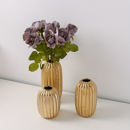 UNICORN 1pc Modern Simple Ceramic Vase Ornament Creative Golden Flower Vase